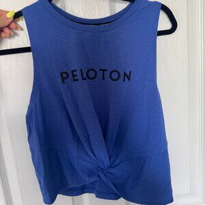 Blue Peloton Cropped Knot Top - Medium